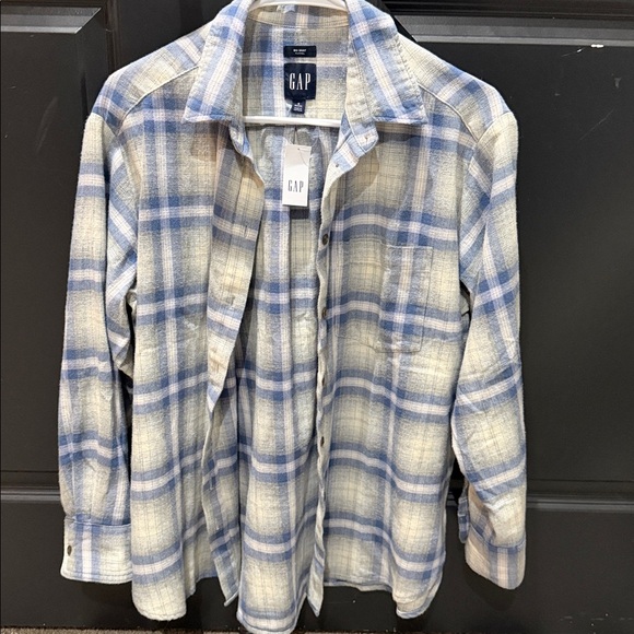 GAP Tops - GAP Women’s Casual Blue and Cream Plaid Shirt